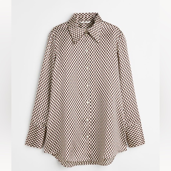 H&M Checkered Satin Blouse - Picture 1 of 10